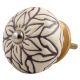 Cream Amarylis Floral Etched Ceramic Cabinet Knob