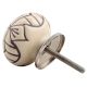 Cream Base Brown Etched Ceramic Floral Knob Online