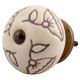 Cream Calla Lily Brown Etched Ceramic Dresser Knob