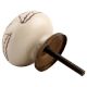 Cream Calla Lily Brown Etched Ceramic Dresser Knob