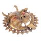 Vintage Brass Tibetan Deity Mask with Red Stones