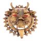 Vintage Brass Tibetan Deity Mask with Red Stones
