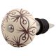 Cream Brown Floral Etched Ceramic Wine Stopper