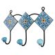 Turquoise Yellow Floral Tiles Hooks