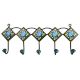 Forest Green Turquoise Floral Tiles Hooks