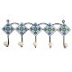 Turquoise White Floral Tiles Hooks