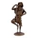 Brass Man Standing with Stick Statue