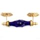 Navy Blue Cut Glass Golden Small Dresser Handle