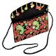 Black Multi Colored Shoulder Bag With Pom Pom