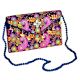 Navy  Multi Colored Shoulder Bag With Pom Pom