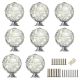 Sumnacon 8 Pcs 40MM Clear Crystal Glass Door Knobs - Round Diamond Wardrobe Doorknob/ Crystal Glass Drawer Knobs / Cabinet Cupboard Handle Pull Knobs / Door Pull Handle with Screws with 3 Kinds Screws