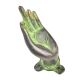 Brass Patina Buddhas Hand with Engraved Lotus Flower Door Pull