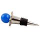 Navy Blue Round Glass And Metal Wine Stopper
