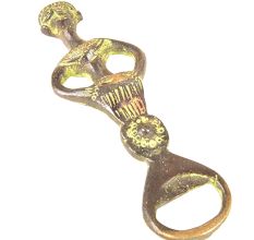 Brass African God Decorative Bottle Opener with Patina