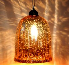 Yellow Antique U Shaped Glass Ceiling Lamp