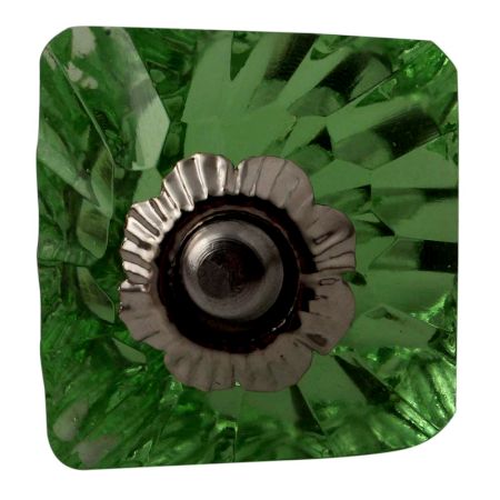 Green Glass Square Cut Cabinet Knob Online