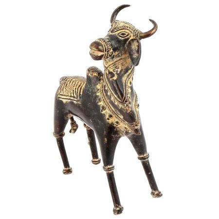 Brass Tribal Bull Standing Statue