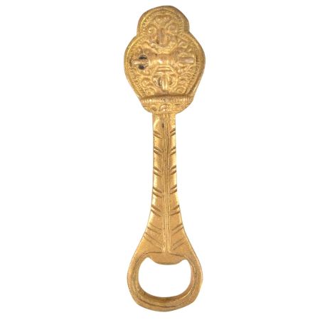 Engraved Floral Brass Bottle Opener