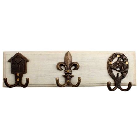 House Fleur De Lis Horse Iron Wooden Hooks
