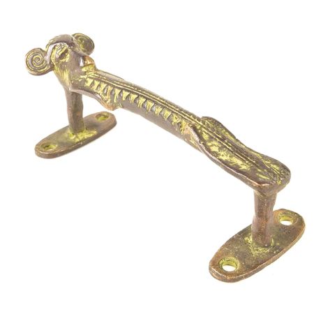 Brass Sheep Designed Door Handle with Patina