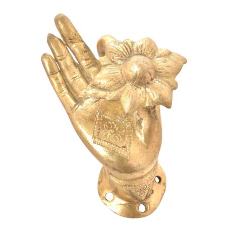 Brass Buddha Hand Wall Hanging Door Handle Mudra Knob