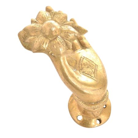 Brass Mudra with Flower Door Knob or Pull