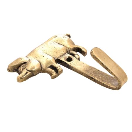 Brass Barn Animal Pig Single Wall Hooks