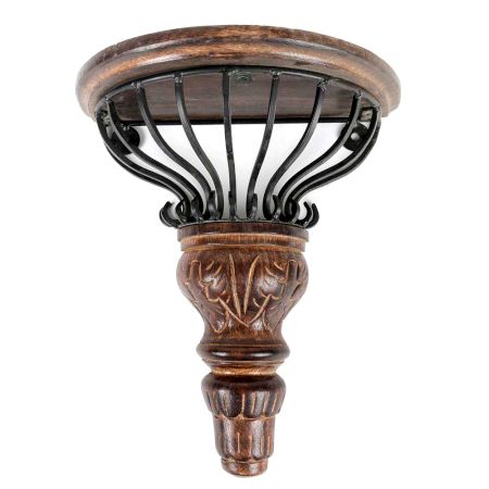 D Shape Wooden & Wrought Iron Wall Bracket