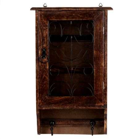 Wrought Iron Wall Key Box With Hooks On Underhang