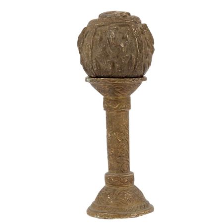 Indian Etched Brass Ball on Stand