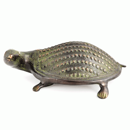 Brass Engraved Turtle Figurine