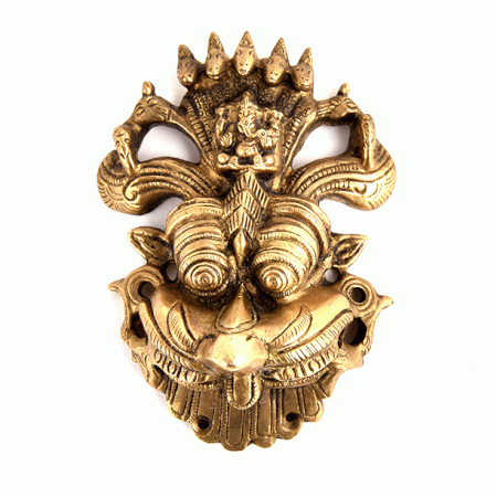 Ethnic Brass Dragon Face wall Hanging