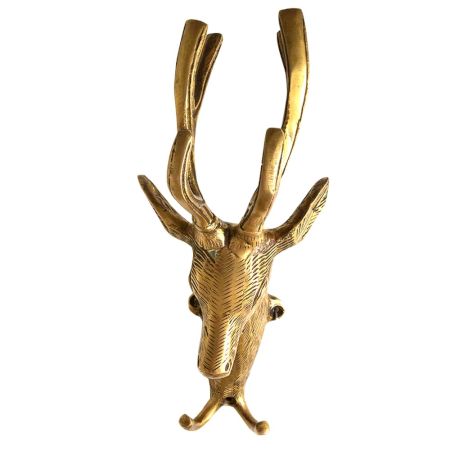 Brass Deer Head with Two Hooks