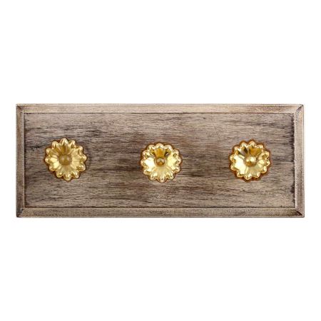 Golden Mercury Sunflower Glass Wooden Hooks