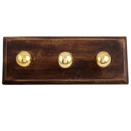 Antique Golden Round Glass Wooden Hooks