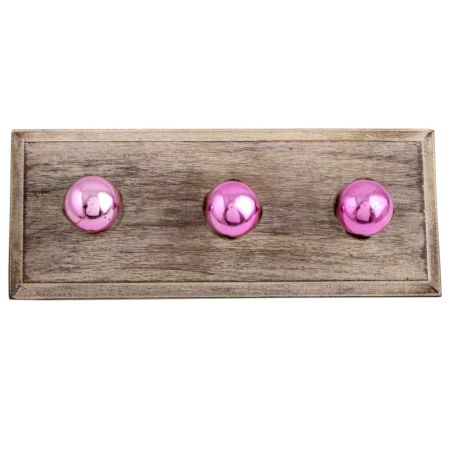 Antique Pink Round Glass Wooden Hooks