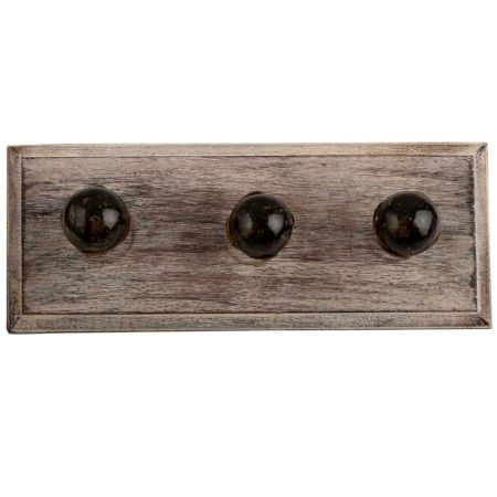 Antique Smoky Bubble Glass Wooden Hooks