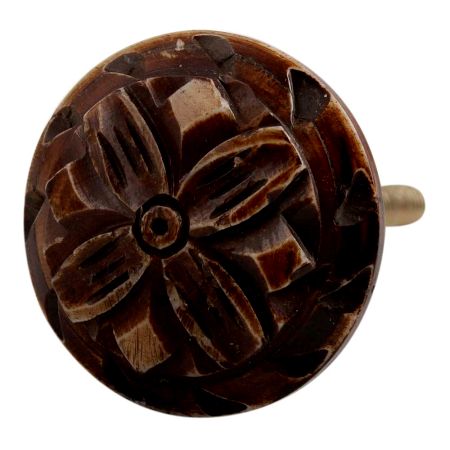 Brown Tiny Flower Bone Cabinet Knob Online