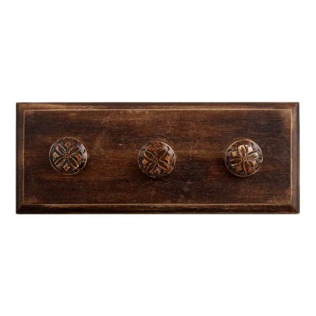 Brown Tiny Flower Bone Wooden Hooks