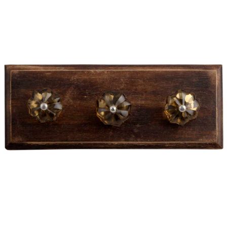 Smoky Melon Glass Wooden Hooks