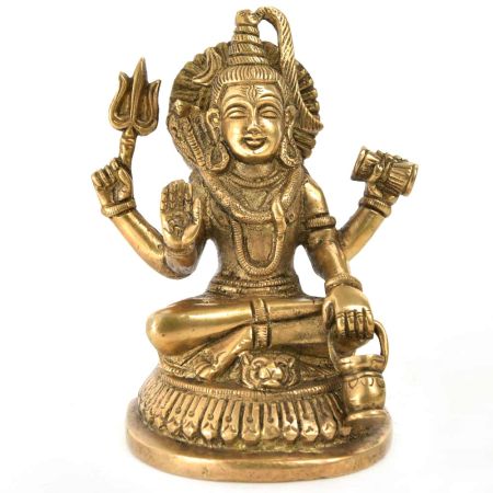 Brass Neelkanth Shiva Siting with Kamandal Trishul Statue