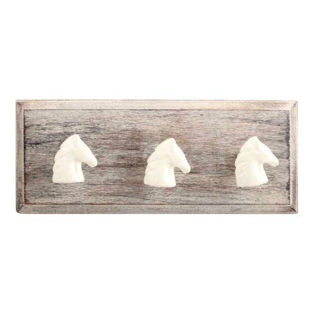 Cream Horse Metal Wooden Hooks