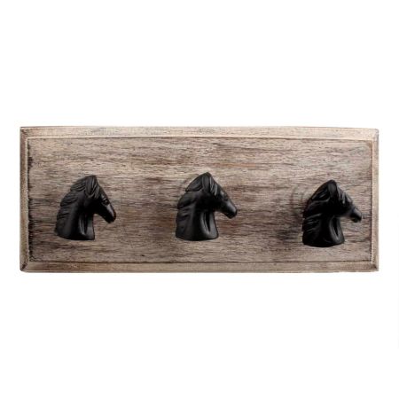 Black Horse Metal Wooden Hooks