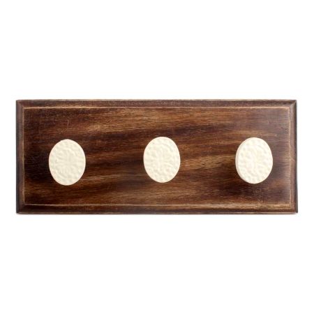 Cream Oval Flower Metal Wooden Hooks