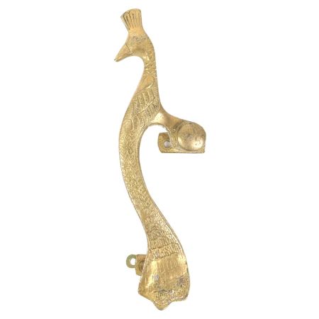 Golden Brass Peacock Carved Door Handle