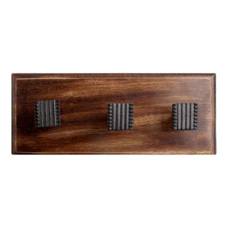 Black Square Border Metal Wooden Hooks