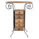 Wooden And Wrought Iron Hand Carved Cabinet With 6 Drawer