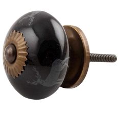 Black Standing Rein Deer Ceramic Cabinet Knob Online
