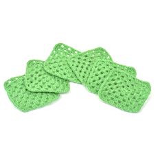 Grass Green Square Handmade Woolen Coasters Pack Of 6