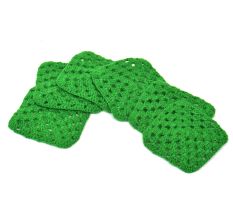 Green Square Handmade Woolen Coasters Pack Of 6